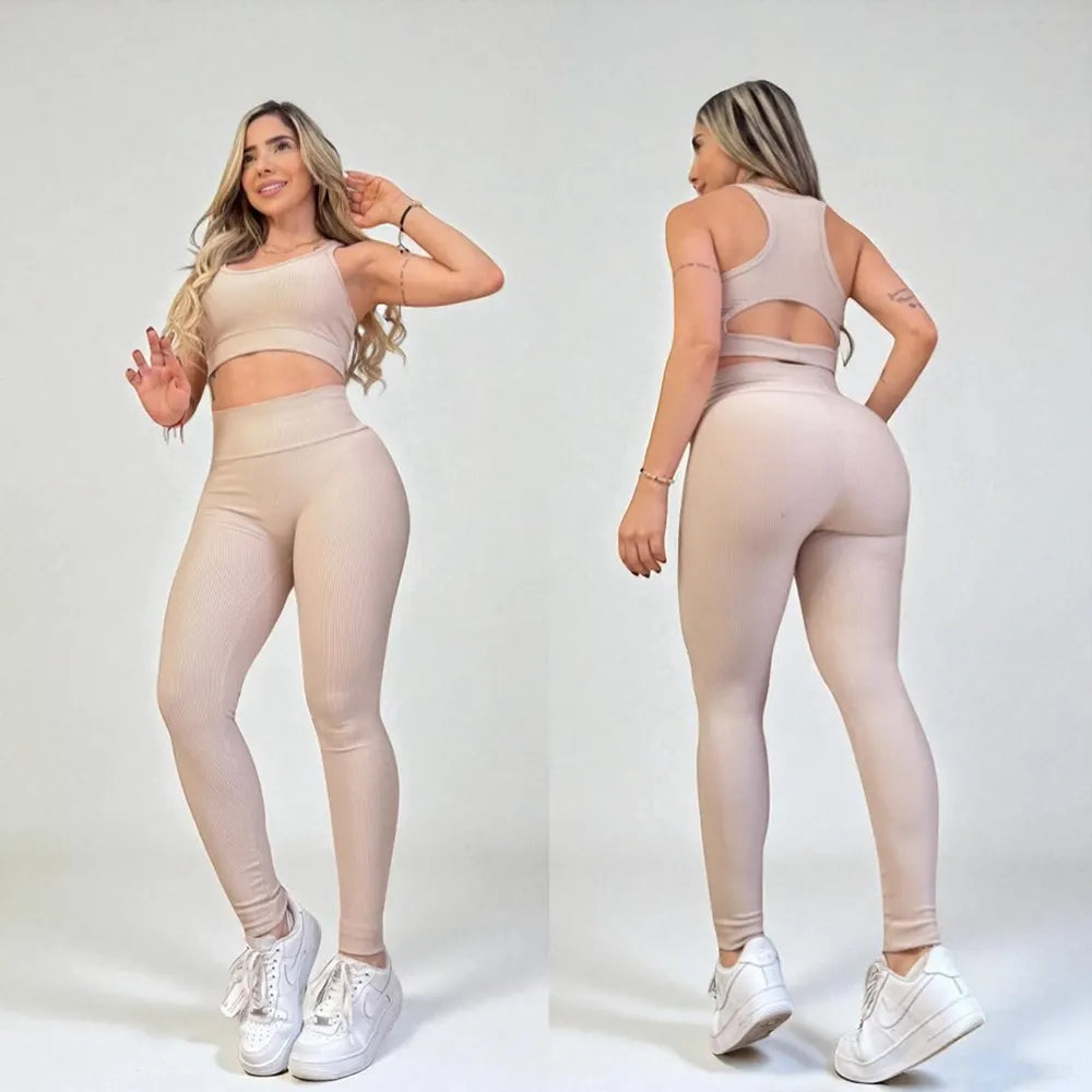 Conjunto Deportivo (Top con Abertura + Leggings Moldeadores)