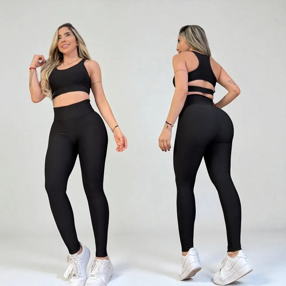Conjunto Deportivo (Top con Abertura + Leggings Moldeadores)
